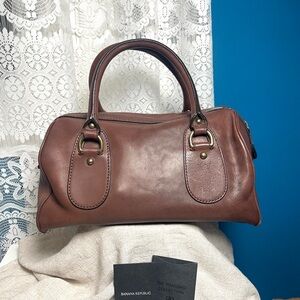 Banana Republic Brown Genuine Leather Handbag 6 in H x 12 in L